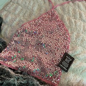 Pink Sequin Retrofete Top